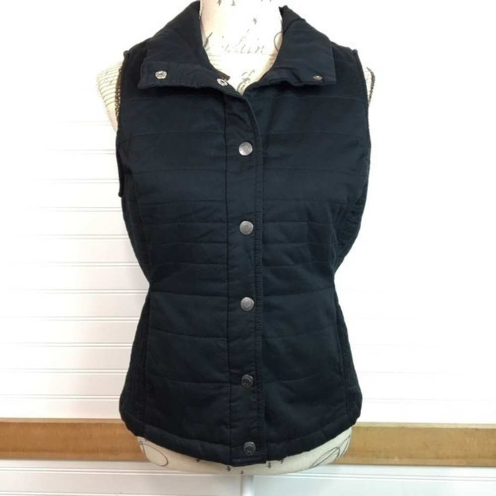 Bandolinoblu Black Quilted Snap Up Botton Vest Size Small A35